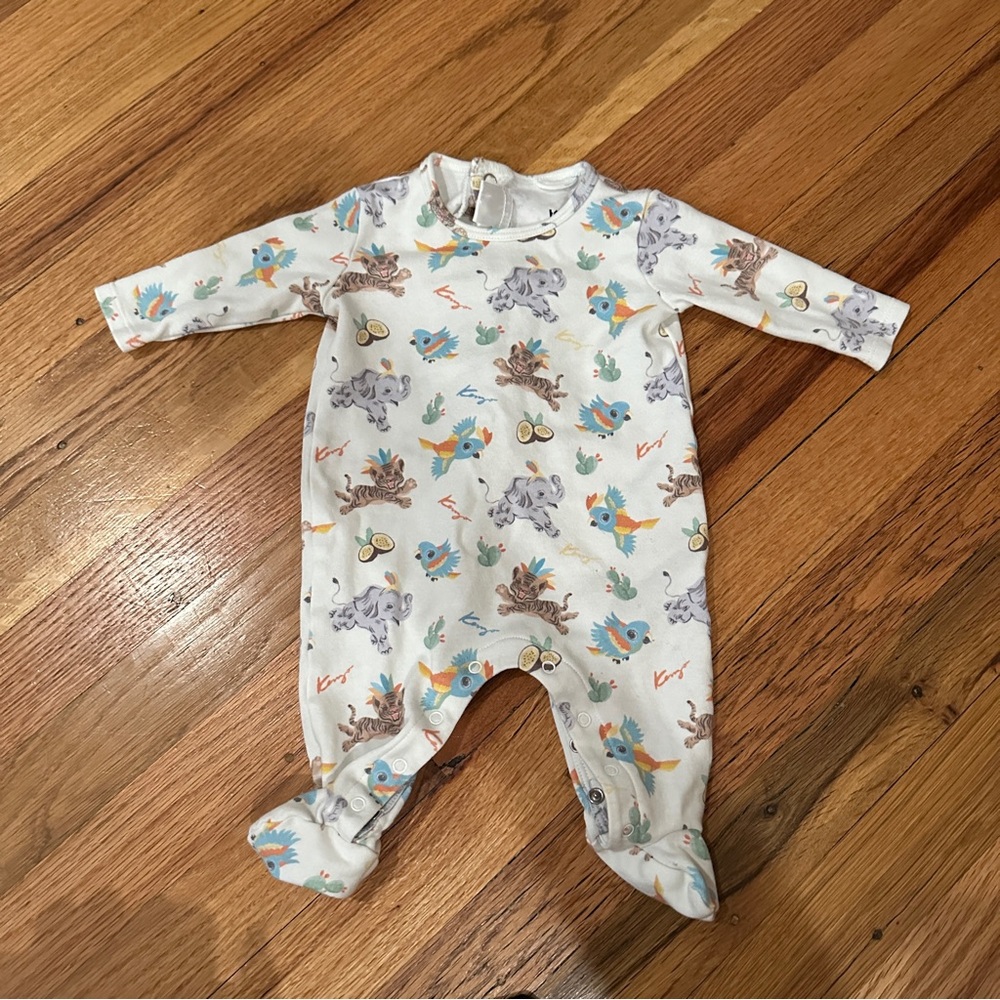 NWOT Kenzo Cream Animal Circus Print Kids Footie